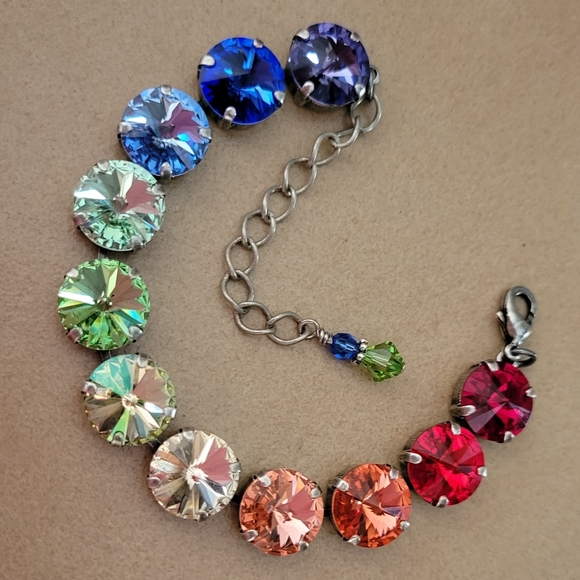 Austrian Crystal Tennis Bracelet in Antique Silver - Picture 6 of 8